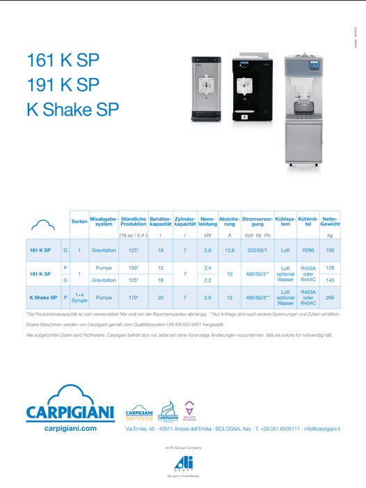 Carpigiani 191 K GSP: Kompakte Premium-Maschine für cremigste Shakes & höchste Effizienz - krae-shop.com