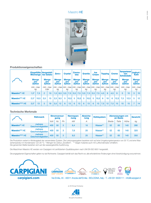Carpigiani Maestro HE: Meisterklasse für Gelato & Patisserie - krae - shop.com