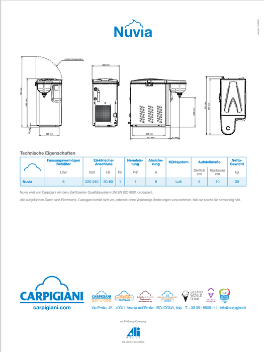 Carpigiani Nuvia: Dein Profi - Sahneautomat für perfekte Schlagsahne - krae - shop.com