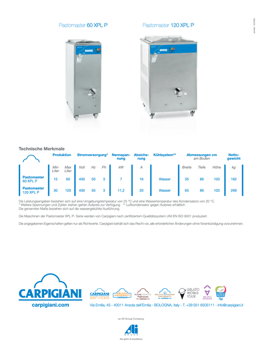 Carpigiani Pastomaster XPL - P: Robuster Pasteurisierer für Speiseeis - krae - shop.com