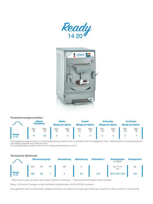Carpigiani Ready 14/20: Dein Profi Tischgerät für frisches Gelato - krae - shop.com