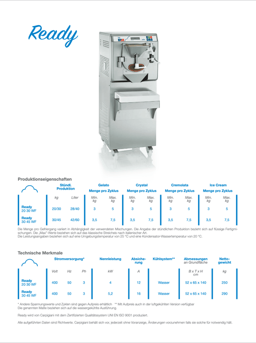 Carpigiani Ready WF: Kompakte Eismaschine mit Kochfunktion - krae - shop.com